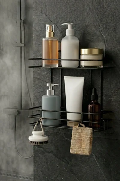 2 Katlı Şampuanlık Banyo Rafı